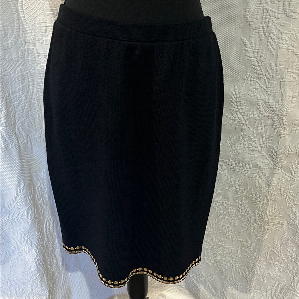 St. John Evening Black Skirt Set with Gold Accents,‎ size 10 - Picture 14 of 16